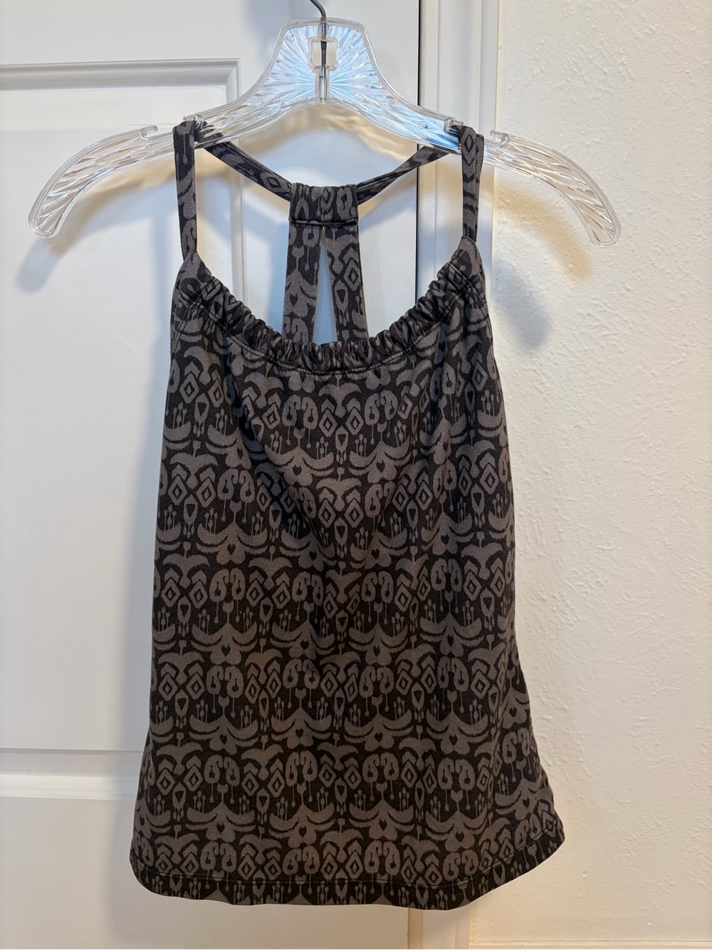 Prana Black & Gray Patterned Halter Tank
